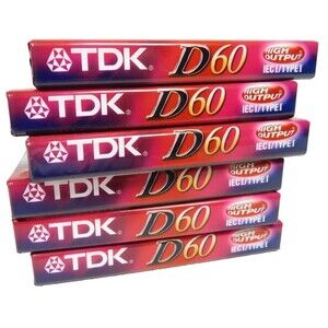 TDK D60 Lot of 6 Blank Audio Cassette Tapes High Output IECI/Type I
